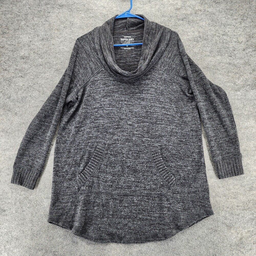Torrid Shirt Womens 0 Super Soft Plush Gray Cowl Neck